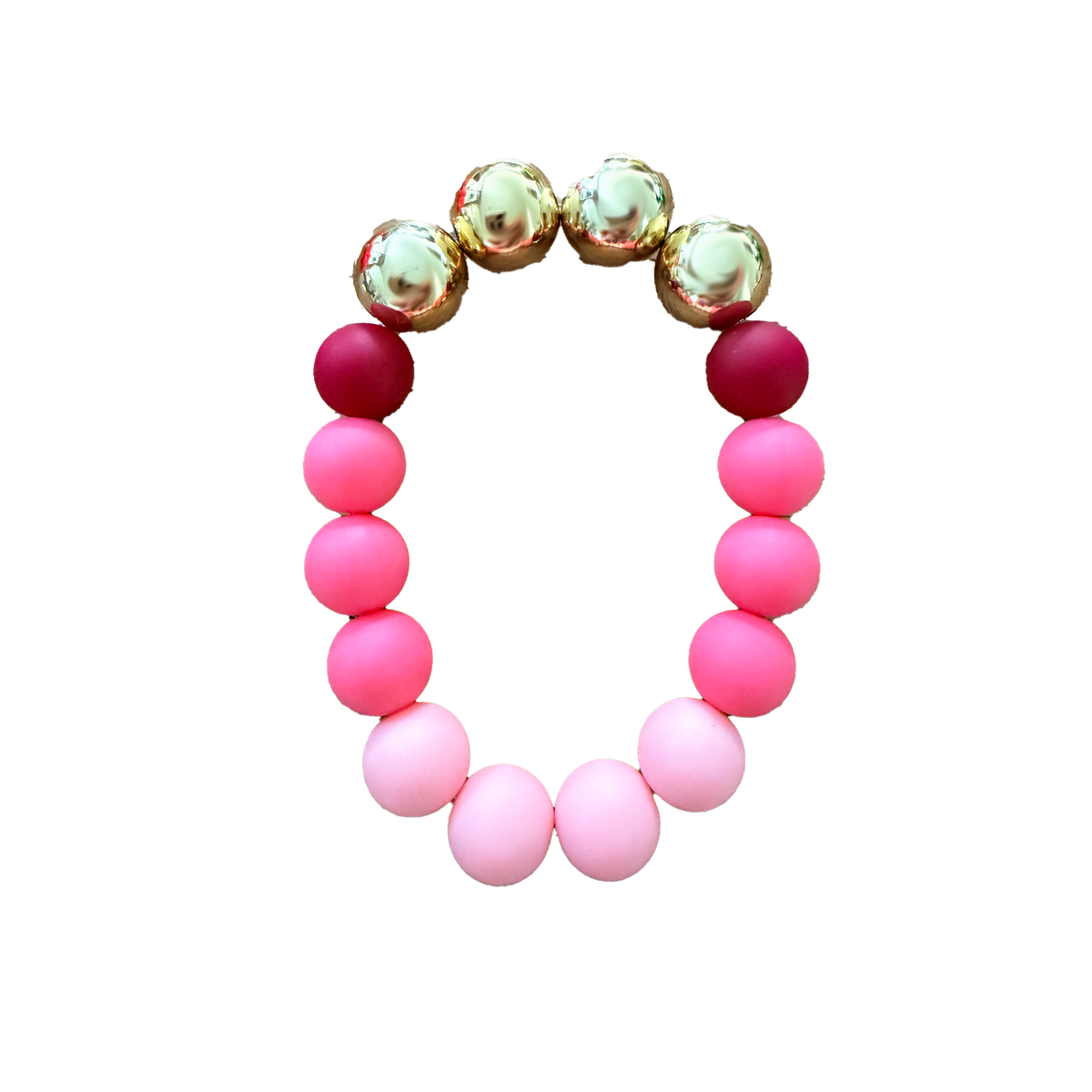Rose Gradient handmade beaded bracelet in pink, gold and red