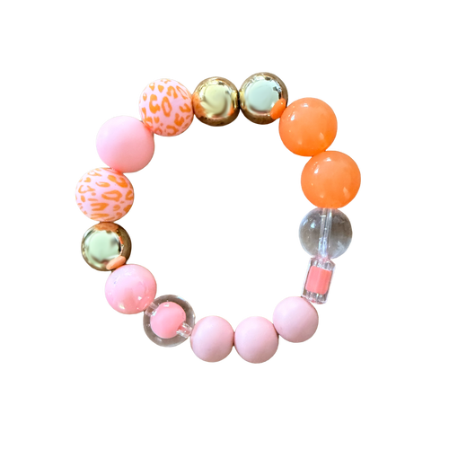 Apricot Mirage handmade beaded bracelet in orange, pink and gold