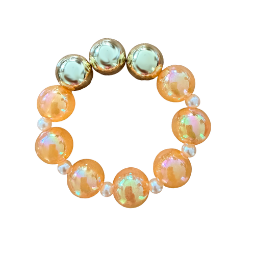 Amber Aurora handmade beaded bracelet in orange and gold