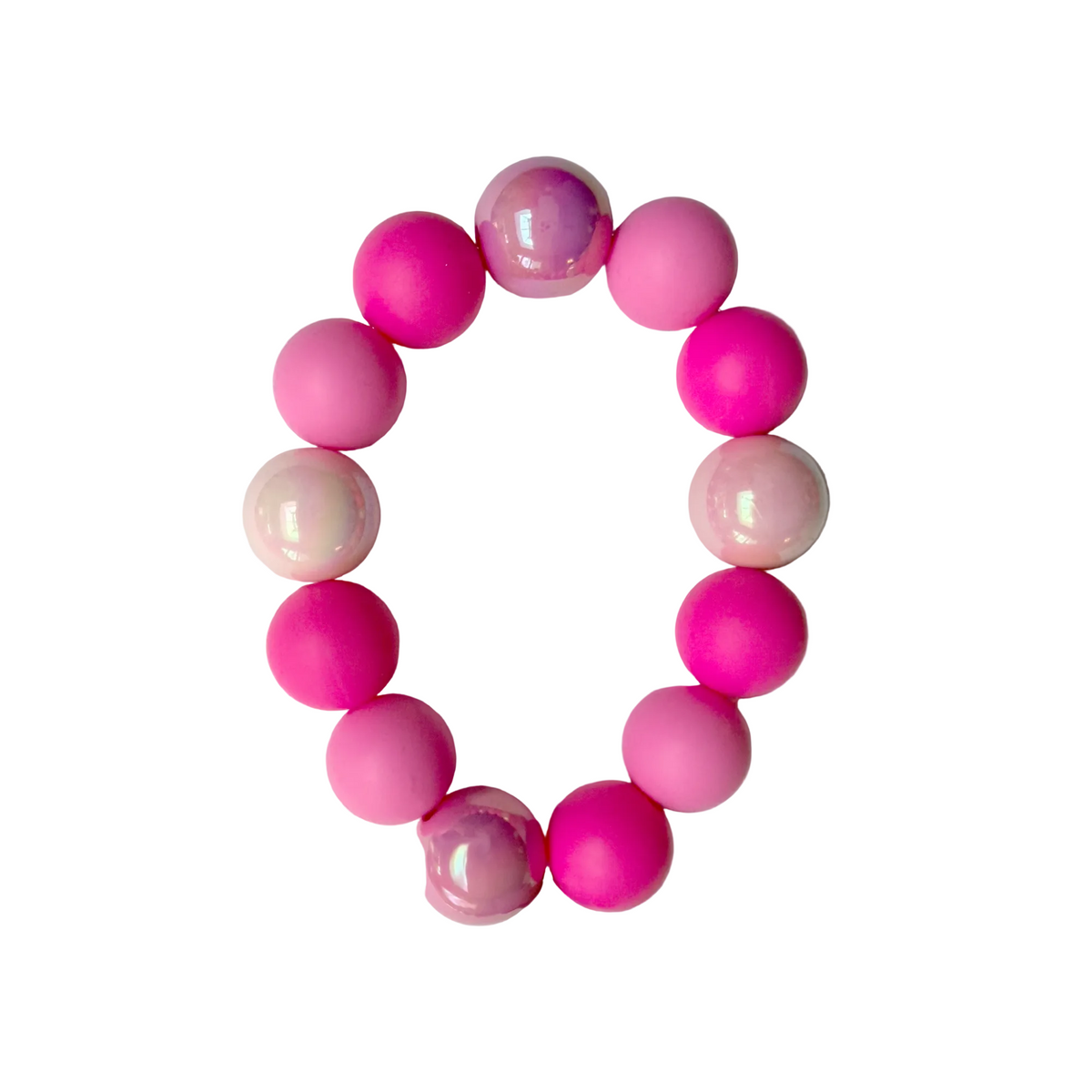 Pink Static handmade beaded bracelet in pink and white
