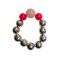 Chrome Blush handmade beaded bracelet in silver and pink
