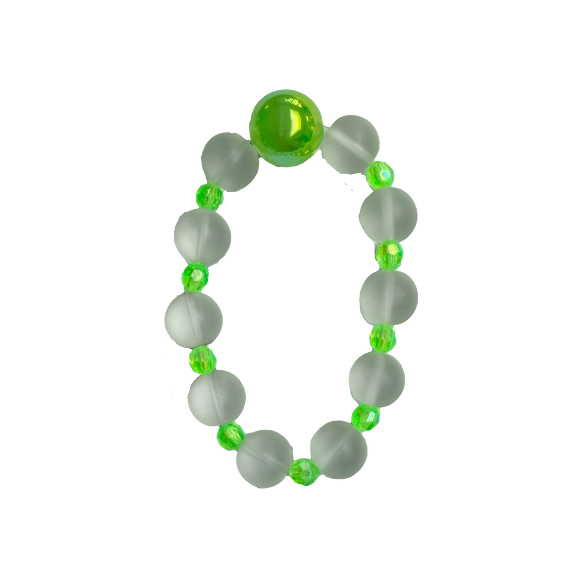 Fern Frost handmade beaded bracelet in green and frosted glass