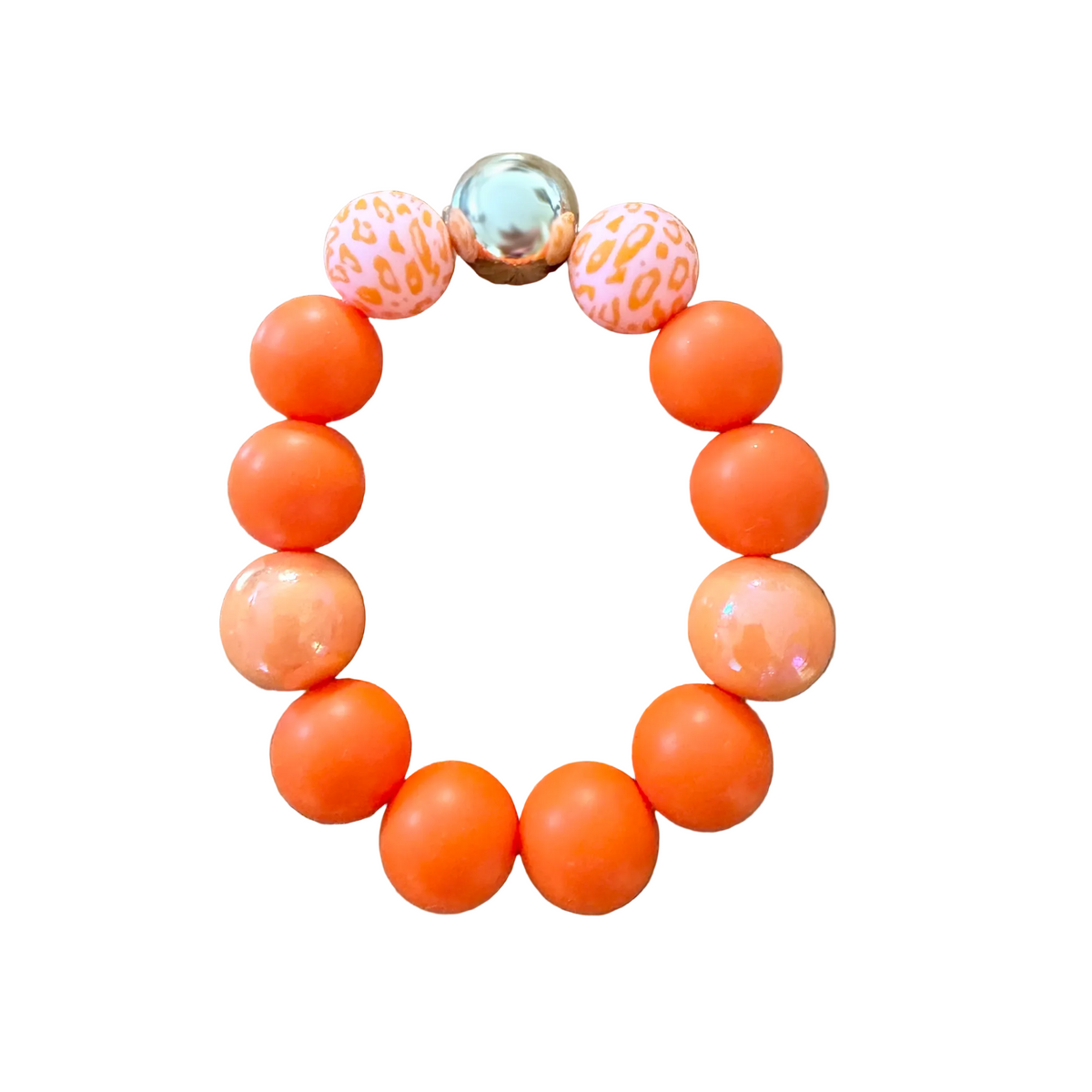 Amber Flame handmade beaded bracelet in orange and gold