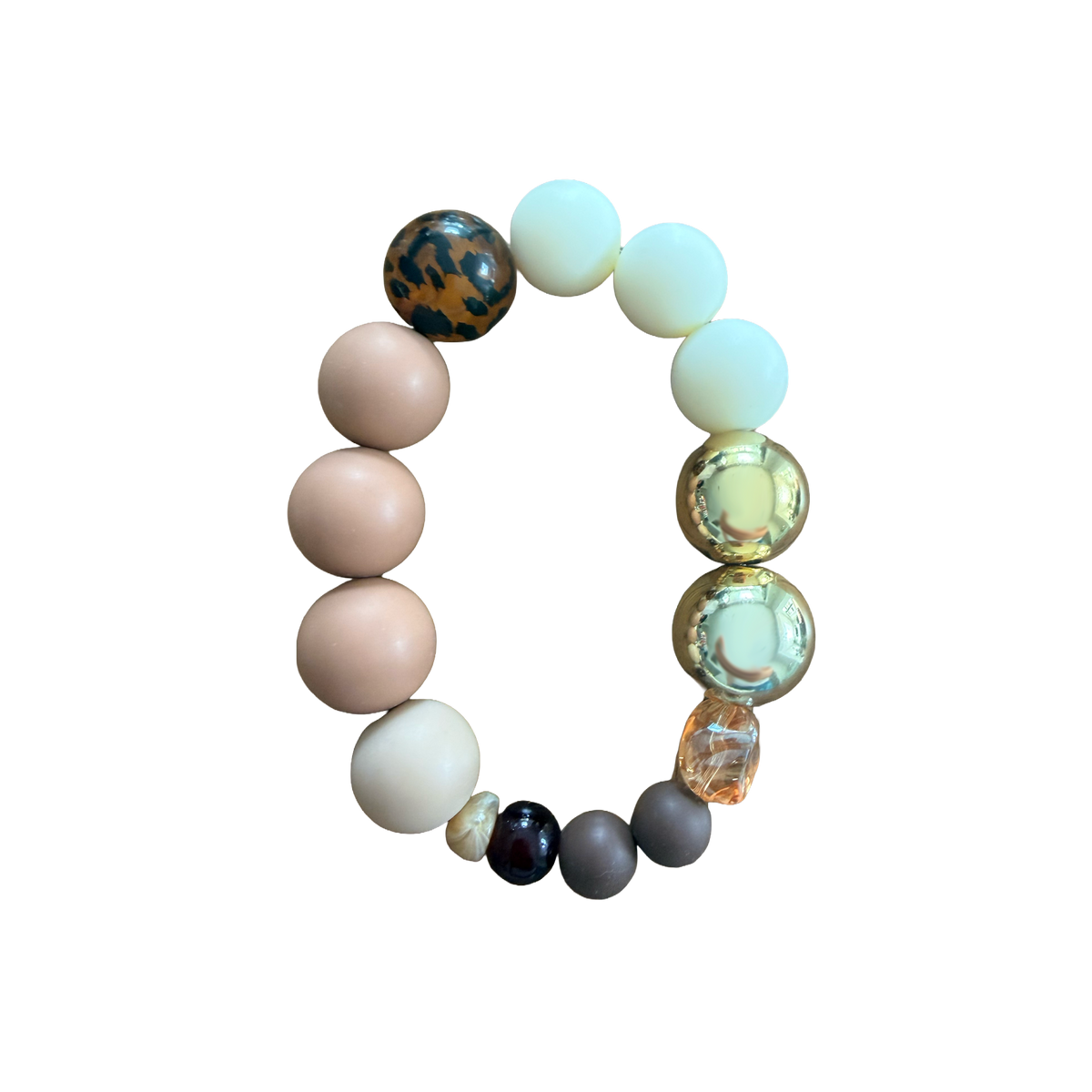 Amber Terra handmade beaded bracelet in gold, cream and sand