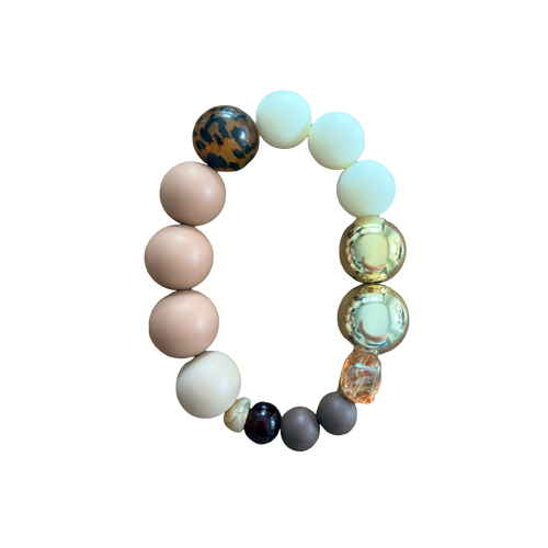 Amber Terra handmade beaded bracelet in gold, cream and sand