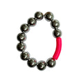 Chrome Signal handmade beaded bracelet in silver and pink