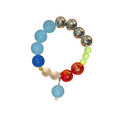 Current Spark handmade beaded bracelet in blue, red and silver
