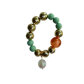 Gilded Sage handmade beaded bracelet in green, orange and gold