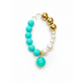 Lagoon Drift handmade beaded bracelet in turquoise, white and gold