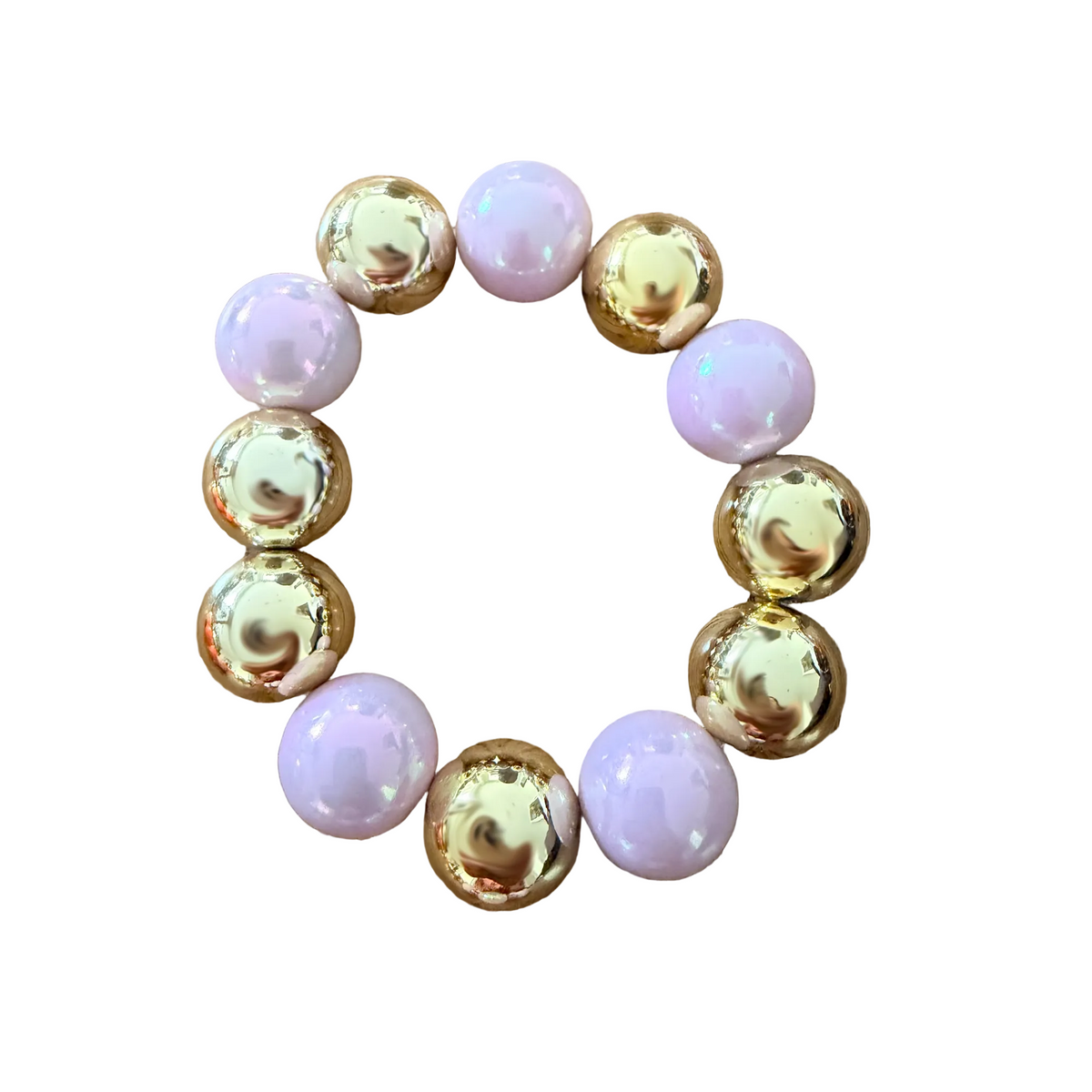 Lilac Aurora handmade beaded bracelet in purple and gold