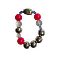 Pink Chrome handmade beaded bracelet in pink, blue and silver
