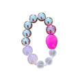 Pink Mirage handmade beaded bracelet in silver, pink and frosted glass