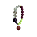 Plum Volt handmade beaded bracelet in purple, lime green and clear