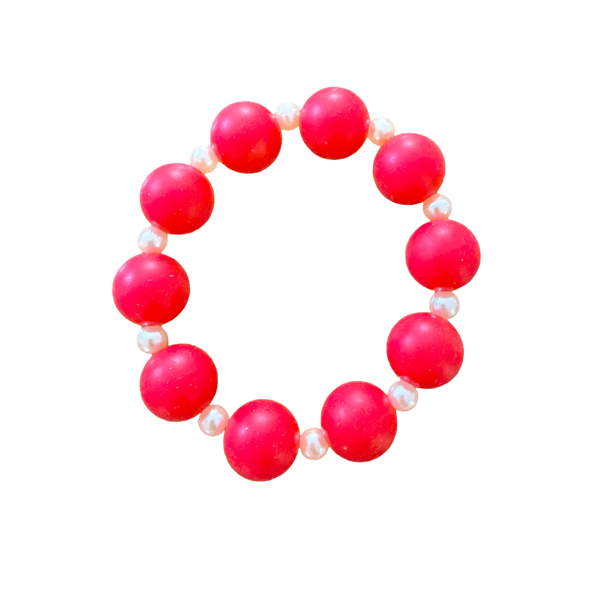 Poppy Red handmade beaded bracelet in red and cream