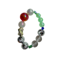 Prism Tide handmade beaded bracelet in silver, red and blue