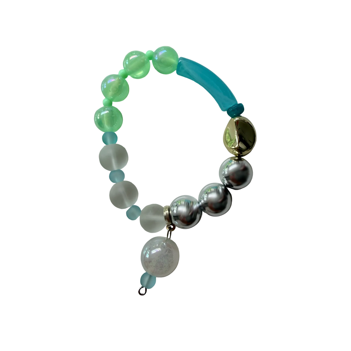 Seafoam Current handmade beaded bracelet in green and light blue