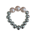 Silver Blush handmade beaded bracelet in silver and pink