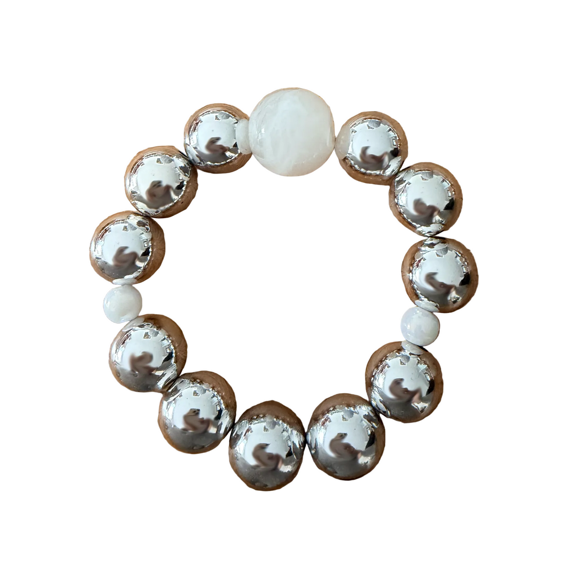 Silver Frost handmade beaded bracelet in white and silver