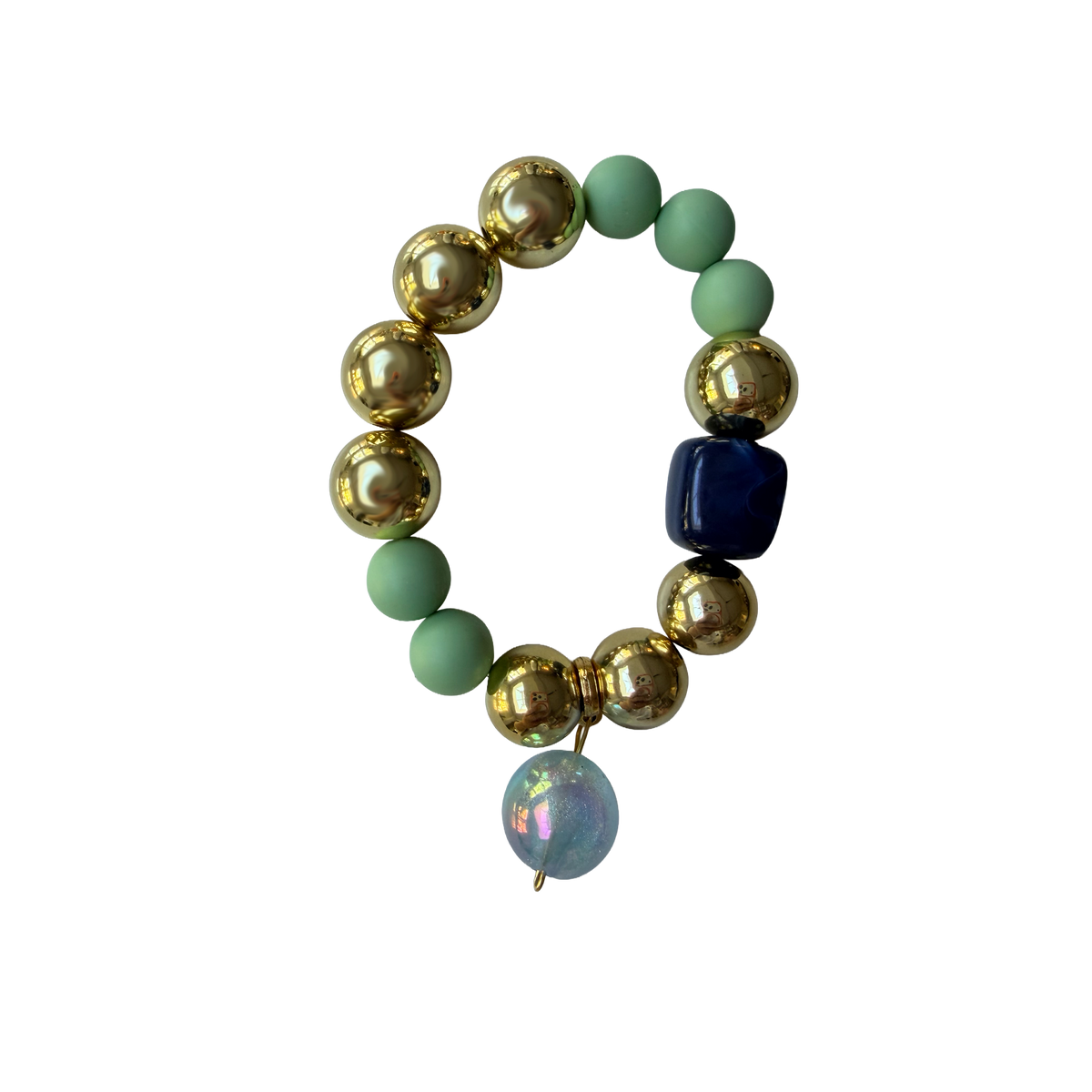 Tide Sage handmade beaded bracelet in navy, blue and gold