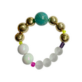 Turquoise Drift handmade beaded bracelet in gold, turquoise and pink