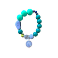 Forest Reverie handmade beaded bracelet in turquoise, gray and frosted glass