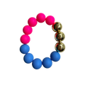 Neon Current handmade beaded bracelet in pink, blue and gold