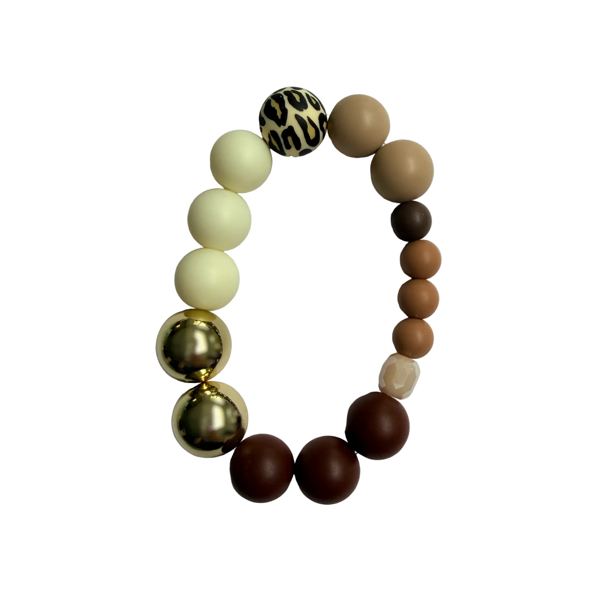 Amber Horizon handmade beaded bracelet in brown, cream and gold