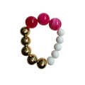 Pink Voltage handmade beaded bracelet in pink, white and gold